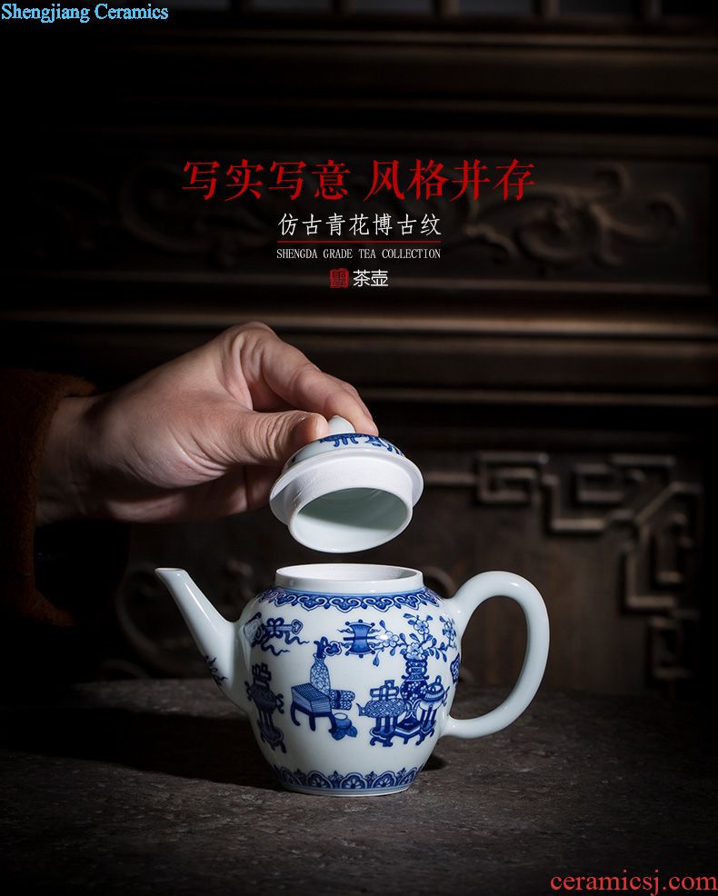 Holy big ceramic hand-painted heavy color ink high implicit figure kung fu tea pot full manual landscape teapot of jingdezhen tea service