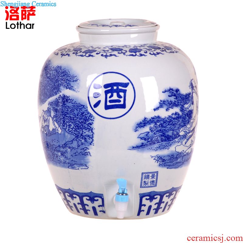 Jingdezhen ceramic sichuan pickles meat and eggs pickle jar cylinder storage water sealed jar jar airtight green food places