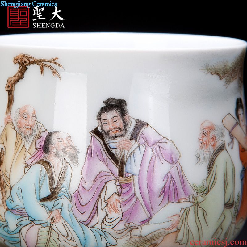 Sample tea cup individual cup jingdezhen ceramic hand-painted blue to tie up branch line masters cup all hand kung fu tea cups