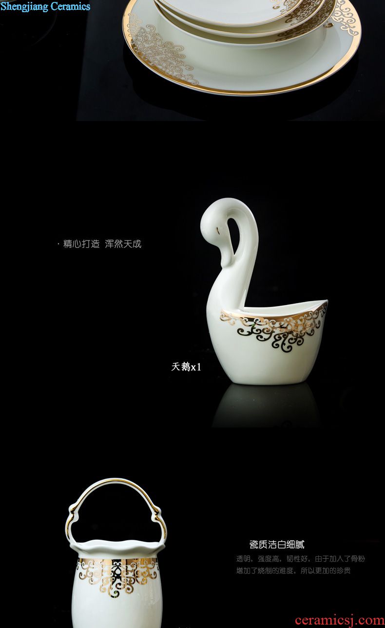 Industry and high-class european-style bone porcelain tableware suit 60 head dish bowl chopsticks dishes housewarming gift set jingdezhen