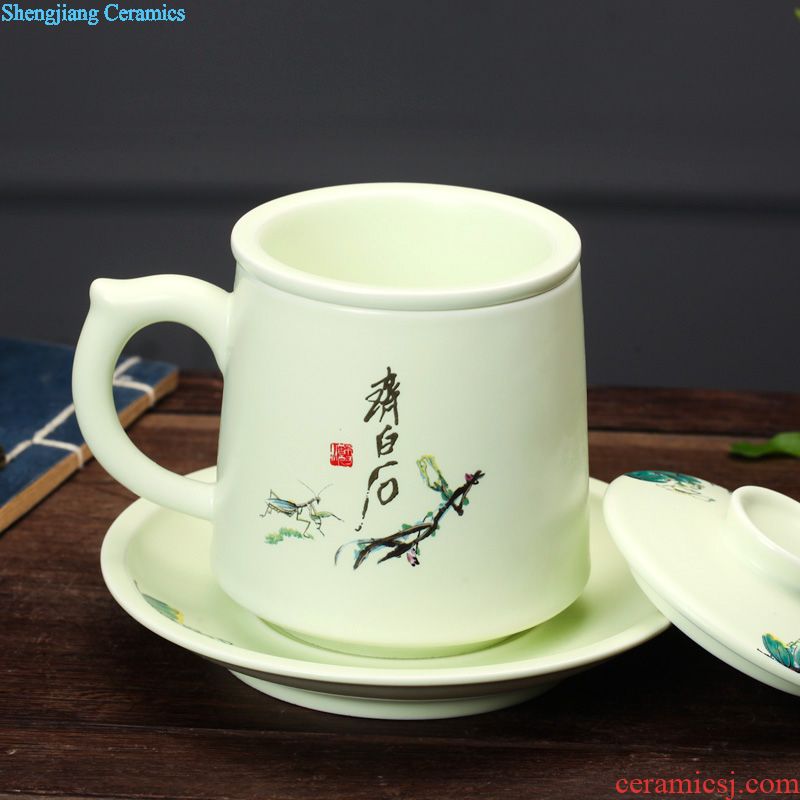 Jingdezhen ceramic cups with cover bone porcelain cup household porcelain bowl glass office meeting 10 only to custom