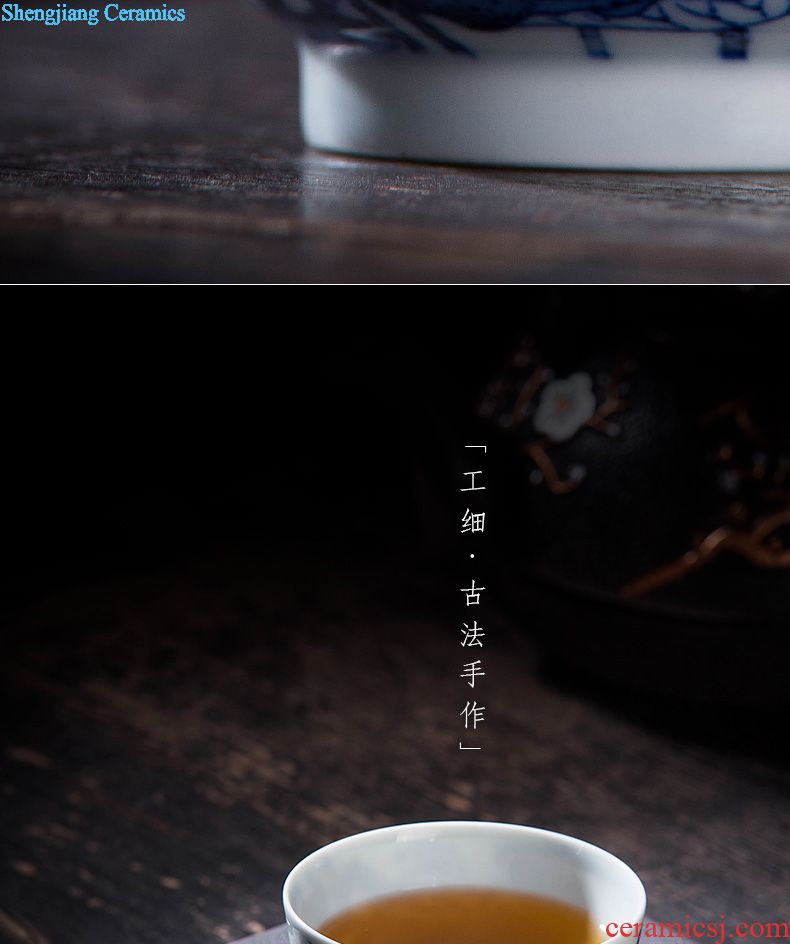 Holy big ceramic kung fu tea master cup hand-painted pastel poetic landscape cylinder cup jingdezhen tea sample tea cup