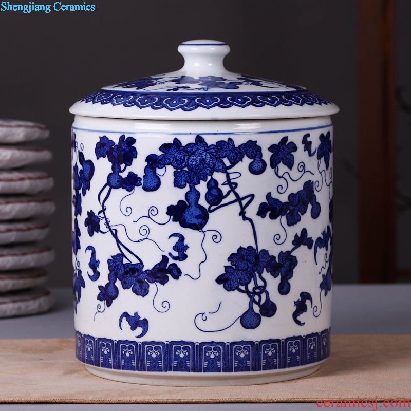 Jingdezhen ceramic household caddy large seven loaves puer tea pot containing porcelain tea pot seal