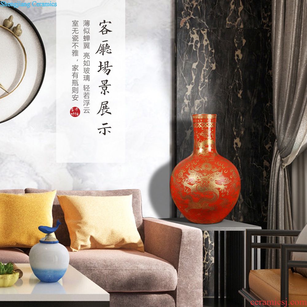 Archaize of jingdezhen ceramics powder enamel 18 arhats vase Chinese style household sitting room porch desktop ornaments