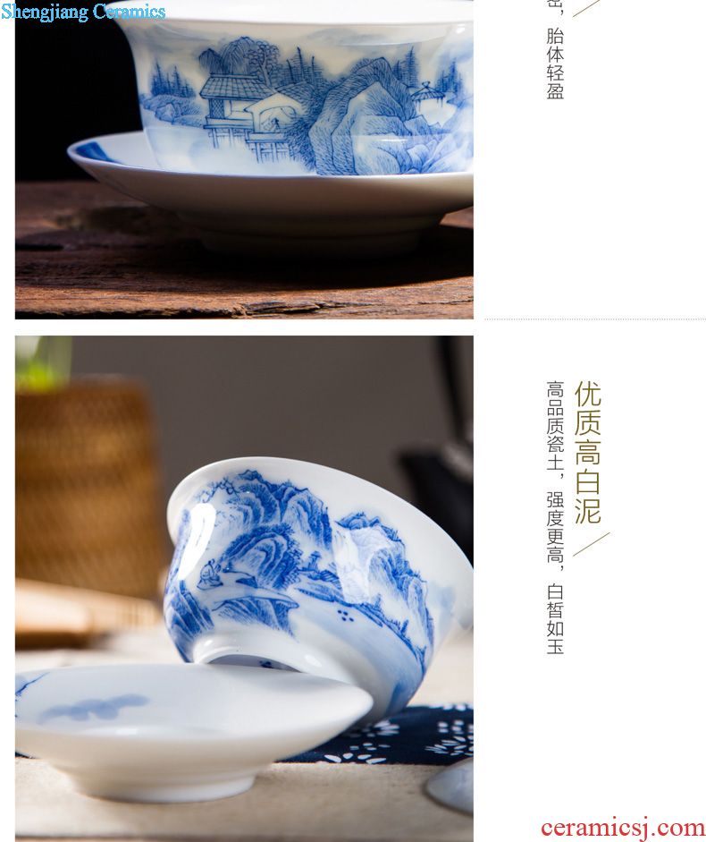 Santa jingdezhen ji blue glaze sample tea cup hand-painted principal heart sutra masters cup ceramic handmade kung fu tea cups