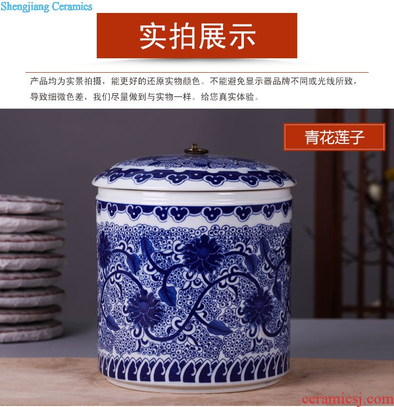 Jingdezhen ceramics pu 'er tea pot tea tea cake box domestic large-sized ceramic tea seal pot