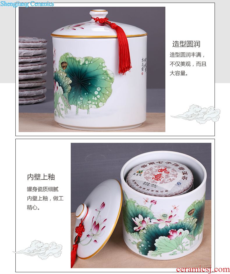 Jingdezhen ceramic grain storage tank food grains, sealed cans household caddy receive a case storage tanks