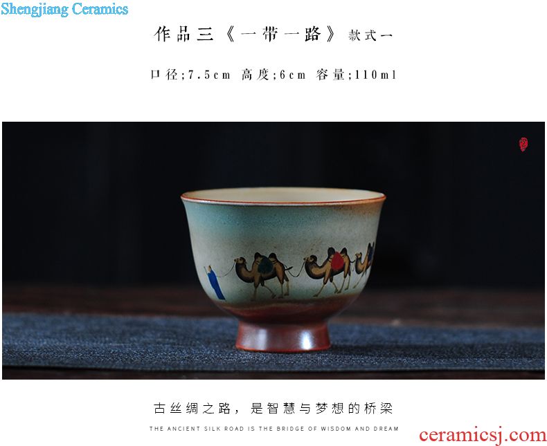 Jingdezhen ceramic kung fu tea cup single cup hand-painted enamel hat to a cup of tea light blue and white sample tea cup drawing personal cup