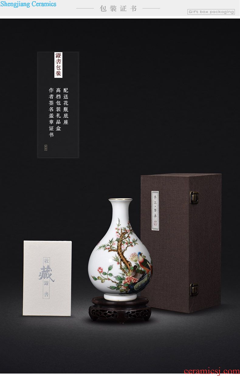 JingJun jingdezhen ceramics hand-painted vases, flower arrangement, new Chinese style household adornment handicraft sitting room porch