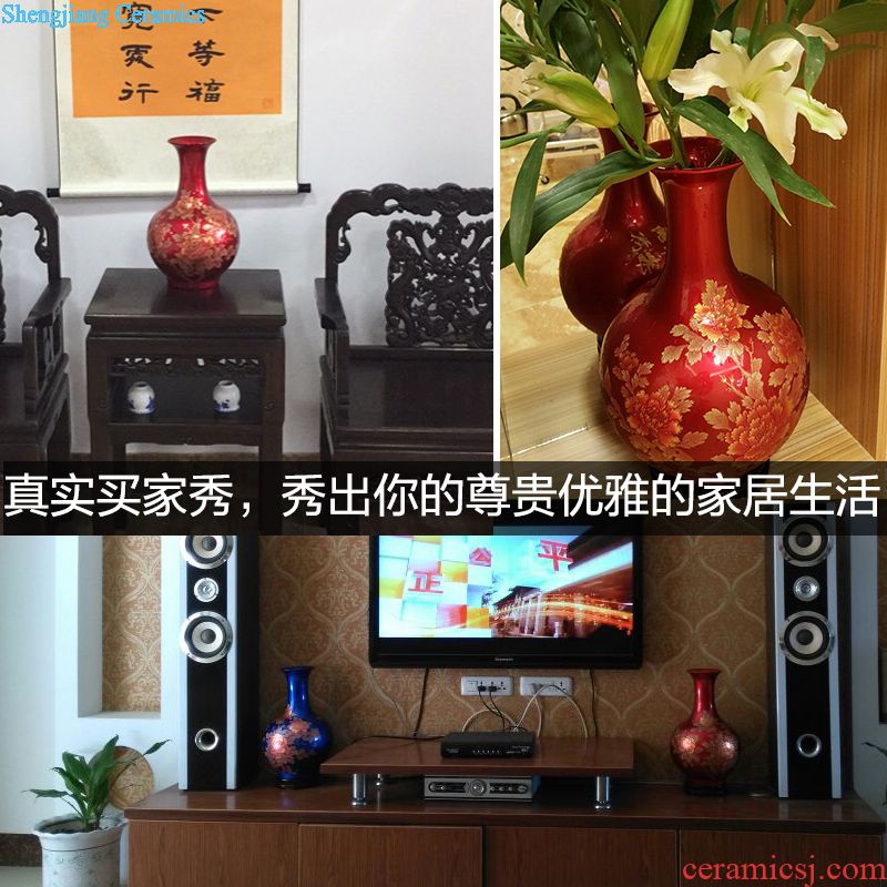 Jingdezhen ceramic general pot of blue and white porcelain vase decoration furnishing articles large household living room TV cabinet decoration