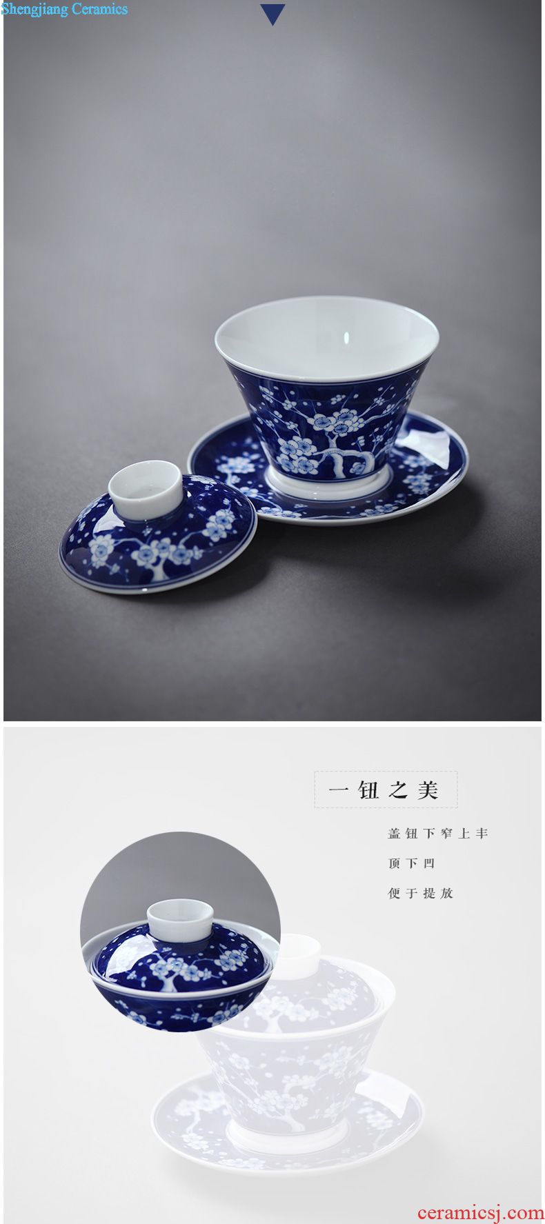 Kung fu tea colored enamel JingJun jingdezhen ceramics three bowl of hand-painted tureen manually make tea bowl cups