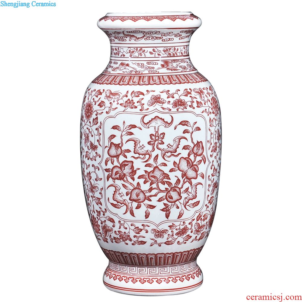 Jingdezhen ceramics vase small hand-painted pastel painting of flowers and flower arranging new sitting room of Chinese style household handicraft furnishing articles