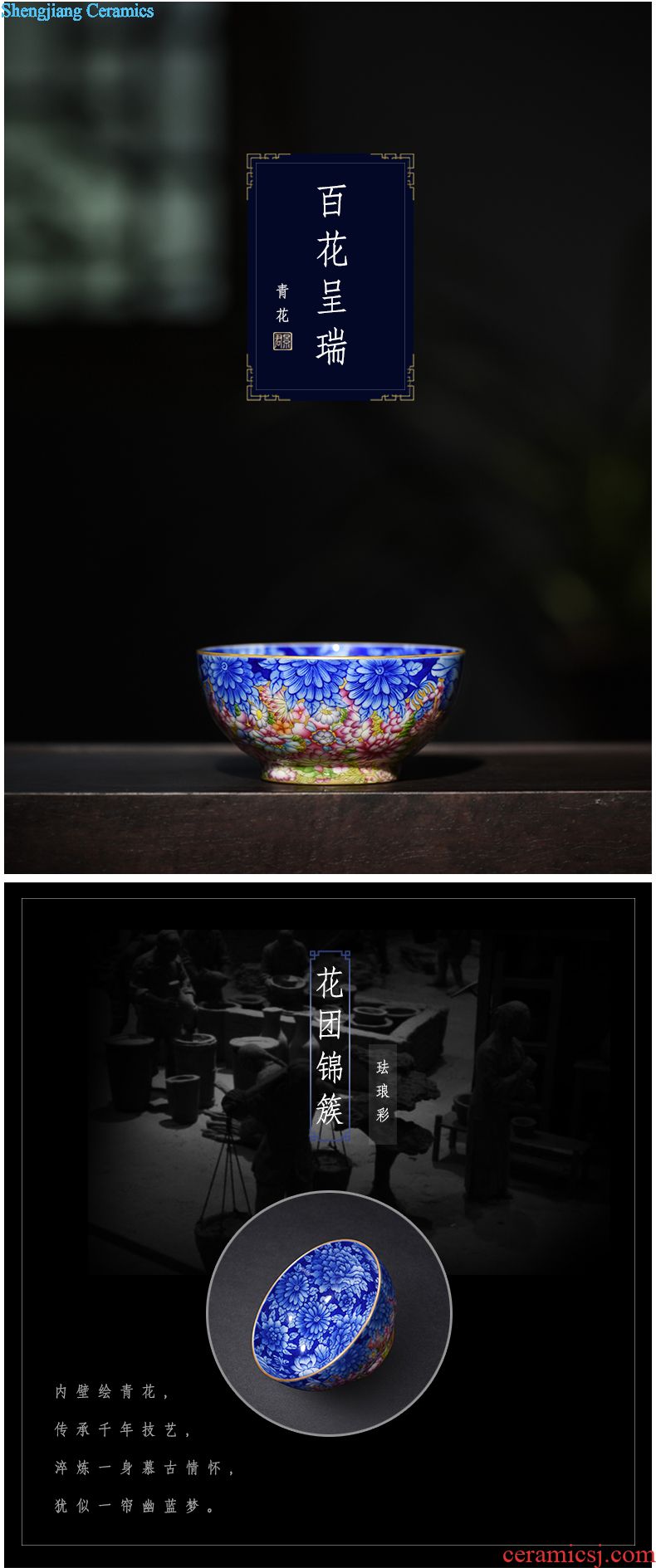 JingJun Jingdezhen ceramic blue youligong all hand sample tea cup Kung fu tea cups masters cup