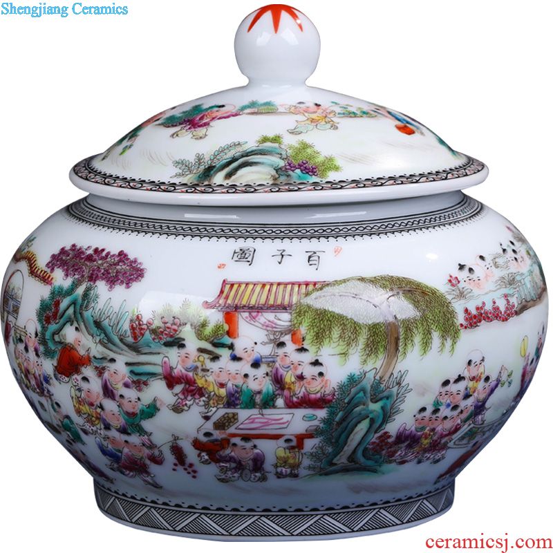 Jingdezhen ceramic tea pot enamel POTS awake pu 'er tea cake tin box seal pot
