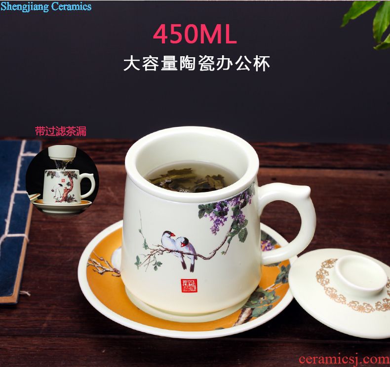 Jingdezhen ceramic cups with cover bone porcelain cup household porcelain bowl glass office meeting 10 only to custom