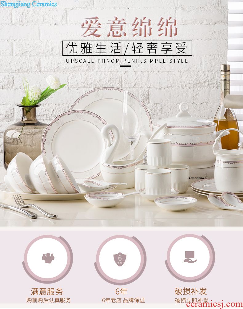 Jingdezhen dishes 56 head of high-grade ceramics tableware gift set western European bone porcelain tableware suit household