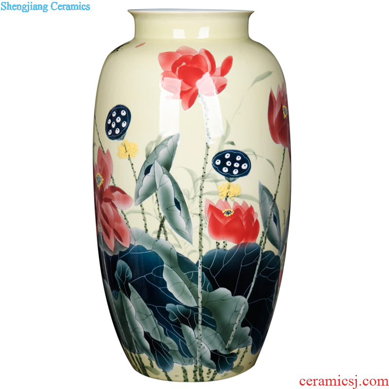 Jingdezhen ceramic home sitting room adornment hand-painted peony vases, furnishing articles new Chinese arts and crafts porcelain