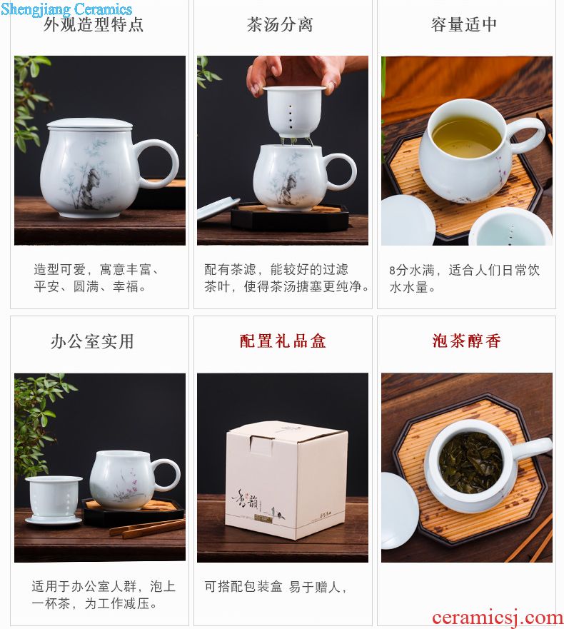 Ms ceramic vacuum cup tea cup of blue and white porcelain ceramic bladder male glass business gifts cups can be customized