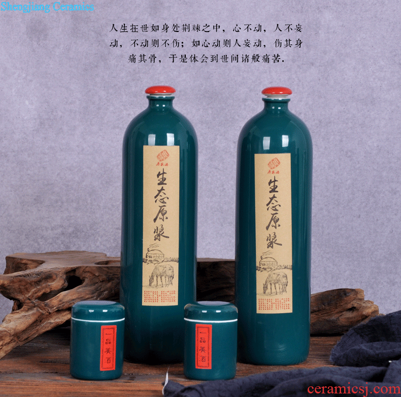 Jingdezhen ceramic jar sealing it 20 jins 30 jins of 50 kg foam bottle carved jars with leader