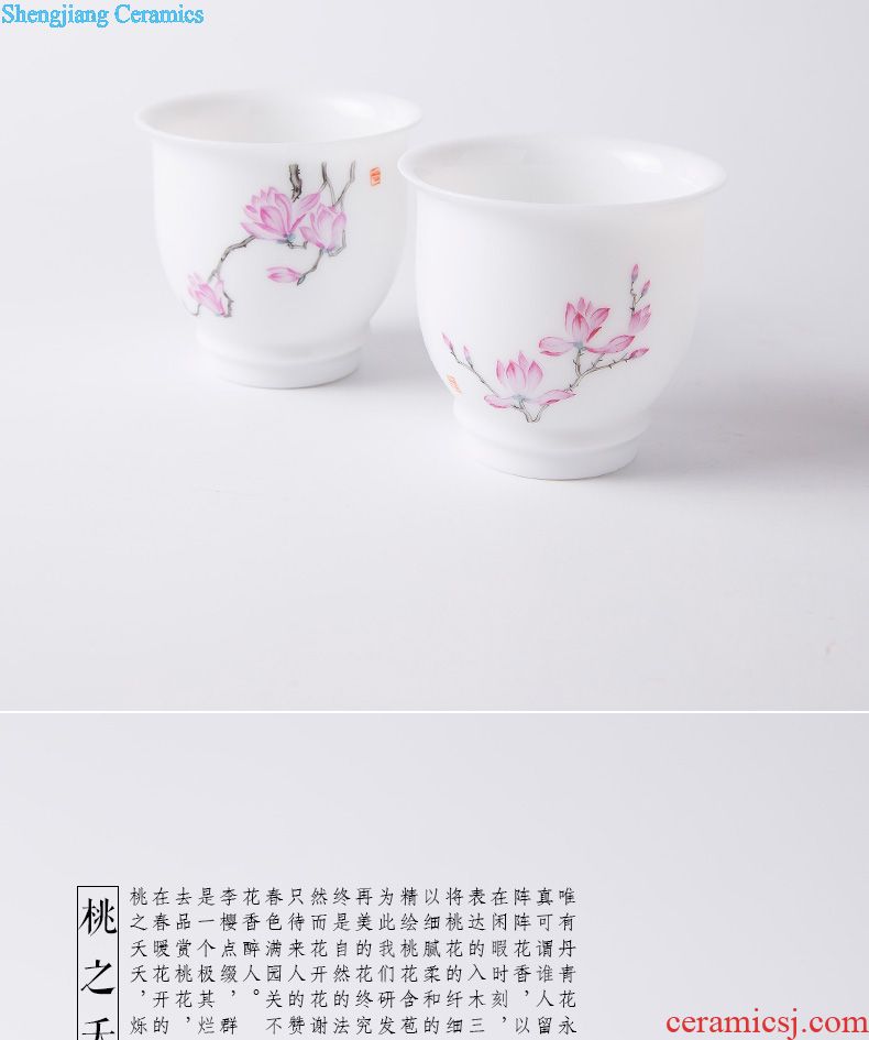 Holy big cup sample tea cup hand-painted ceramic kungfu pastel lad spring square cup all hand of jingdezhen tea service