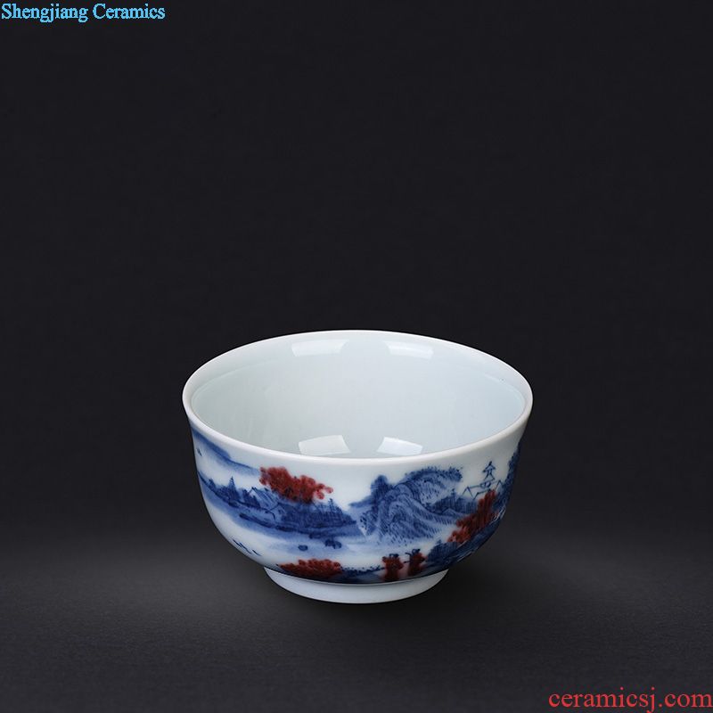 JingJun jingdezhen ceramic cups kung fu masters cup hand-painted green flower porcelain sample tea cup small teacup full manual