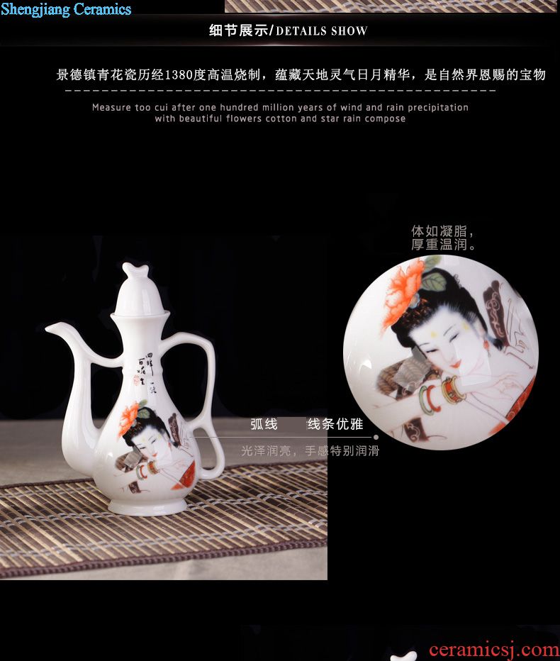 Barrel ceramics with cover 50 kg jingdezhen porcelain 25 l Chinese red ricer box decoration storage cylinder surface of cylinder ricer box