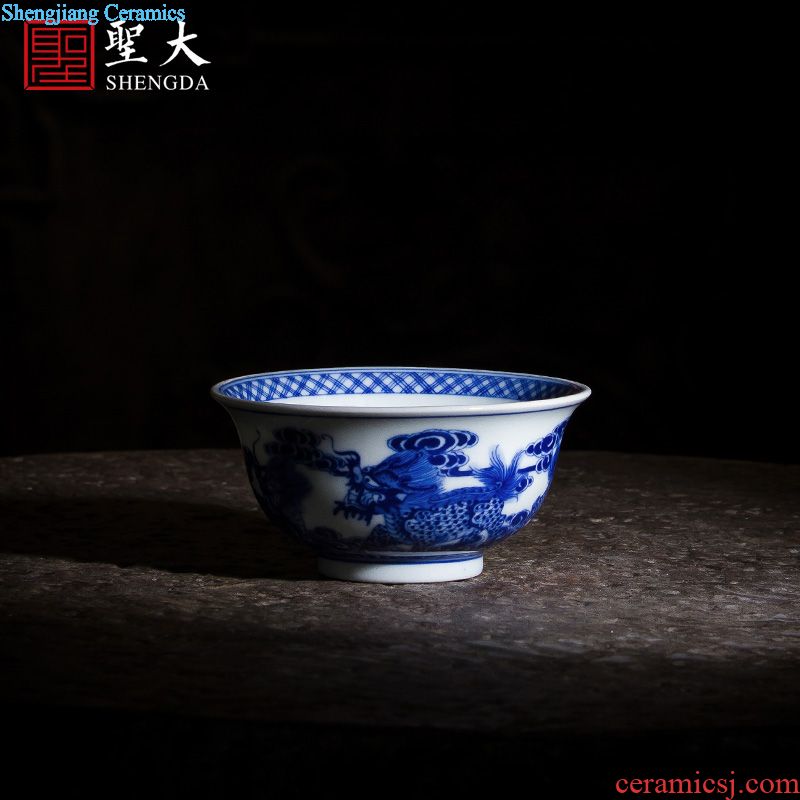The big gold master kung fu tea cup hand-painted ceramic heart sutra heart cup all hand jingdezhen tea sample tea cup