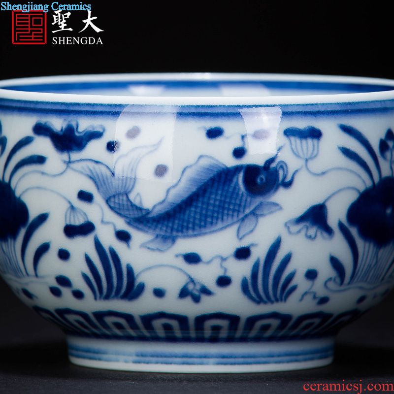 St large ceramic three tureen teacups hand-painted porcelain of jiangnan spring scenery, making tea bowl full manual of jingdezhen tea service