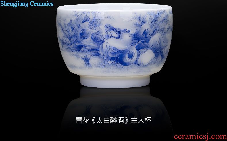 The big cup sample tea cup hand-painted ceramic kung fu antique blue-and-white work full lotus cup of jingdezhen tea service master