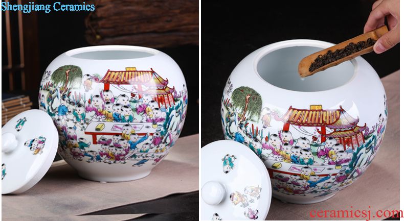 Jingdezhen ceramic cake tea cake the seventh, peulthai the large tea caddy household box seal pot