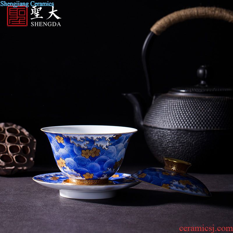 Holy big ceramic kung fu masters cup hand-painted blue and white porcelain cups around branch flowers lotus-shaped lines cylinder cups of jingdezhen tea service