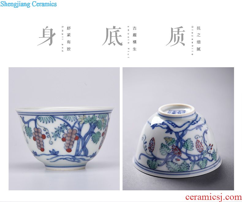 JingJun jingdezhen blue and white pure manual caddy ceramic tea pu-erh tea sealed tank storage tanks