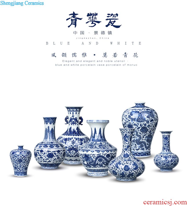JingJun jingdezhen ceramics vase furnishing articles hand-painted modern Chinese blue and white porcelain vases, flower arrangement sitting room adornment
