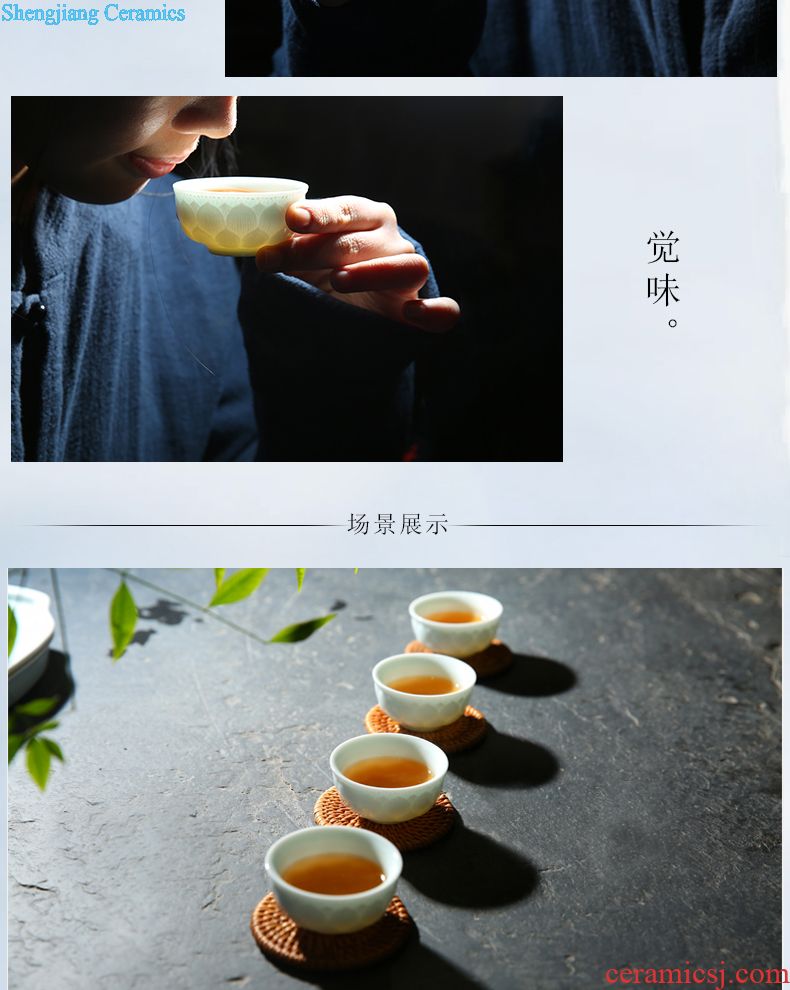 Three frequently hall sample tea cup Small jingdezhen ceramic cups kung fu tea set shadow celadon personal master cup single cup
