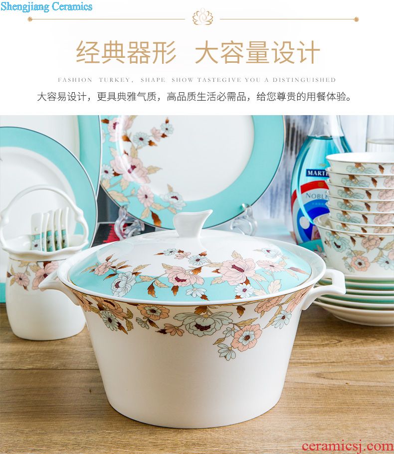 Jingdezhen high-grade bone China tableware suit dishes household porcelain bowl chopsticks dishes suit household of Chinese style restoring ancient ways