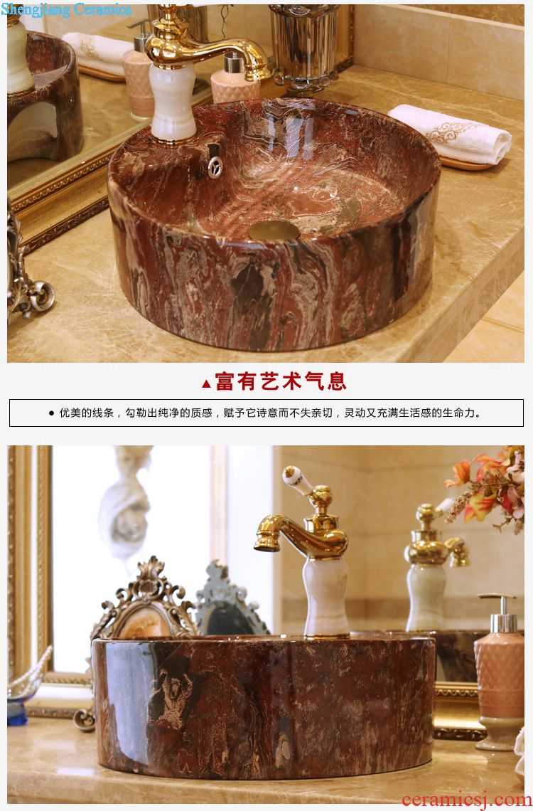 Jingdezhen ceramic art basin bathroom sinks on the basin that wash a face basin to hand gold-plated admiralty carve patterns or designs on woodwork