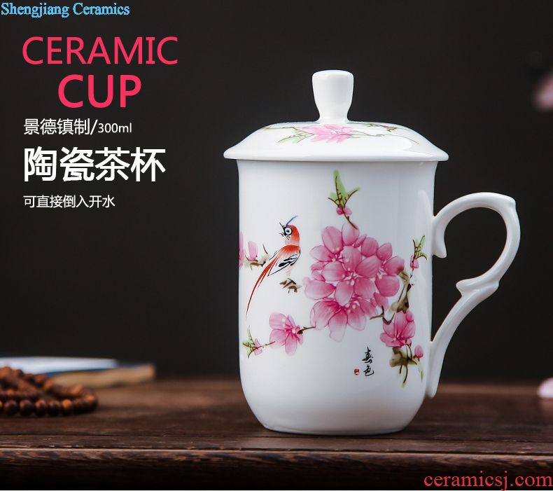 Ceramic mug cup with cover meeting office hotel 10 sets jingdezhen domestic cups cups not purple