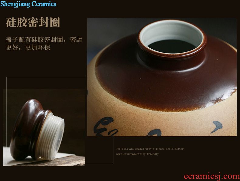 Jingdezhen ceramics with cover barrel ricer box tea oil cylinder jars at the end of the cylinder tank 40 kg 100 jins 20 jins 10 jins