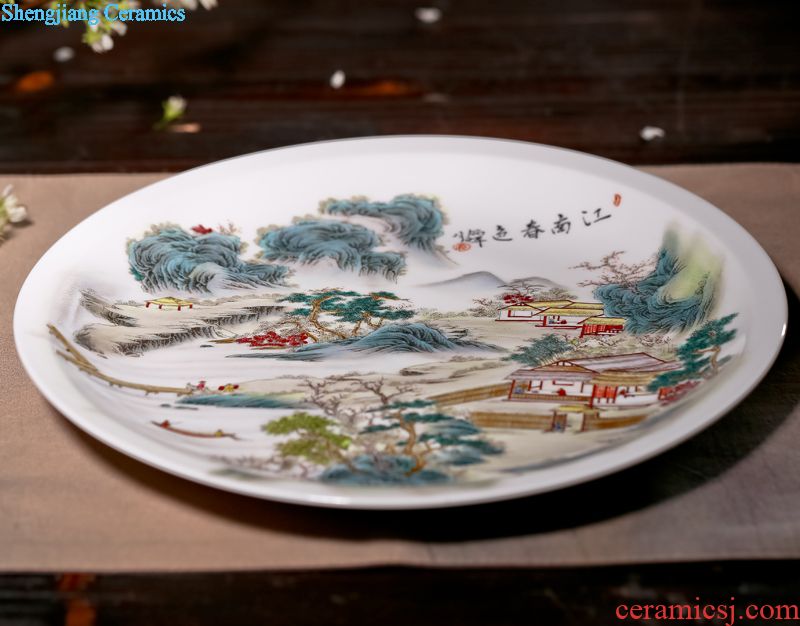 Jingdezhen ceramic sitting room porch decoration plate furnishing articles hang dish Chinese art crafts porcelain with base
