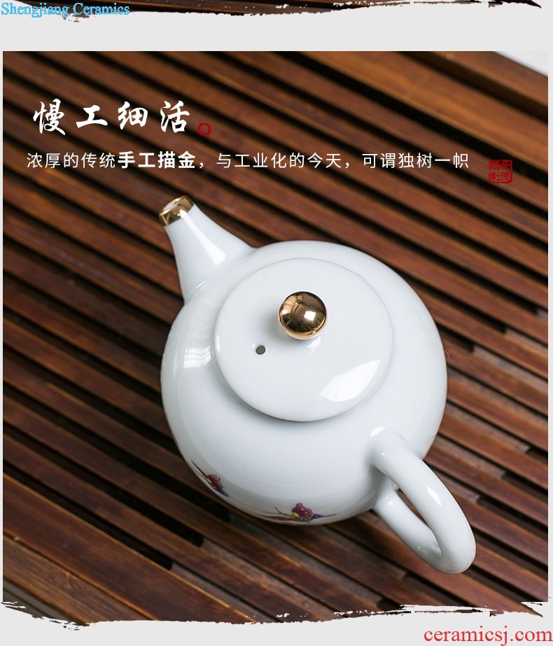 Kung fu tea set of black suit household rounded Chinese jingdezhen ceramic tea cup teapot tea tray package
