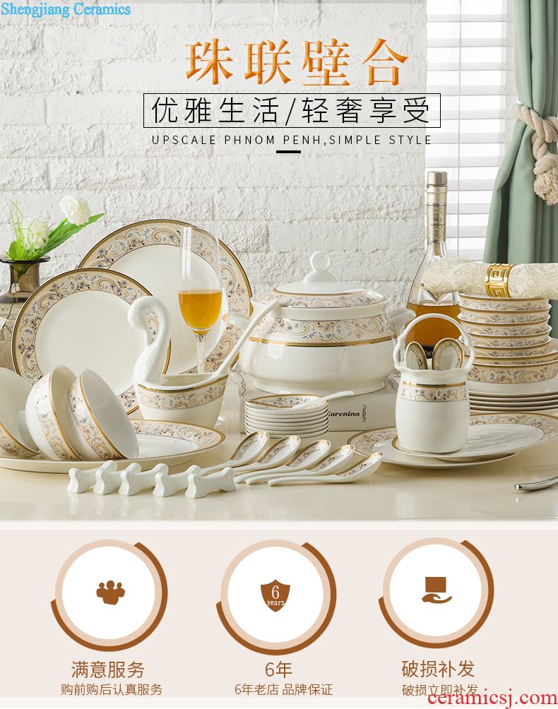 Dishes suit of jingdezhen ceramic tableware ikea Chinese style originality bone porcelain bowl of Korean tableware wedding housewarming gift