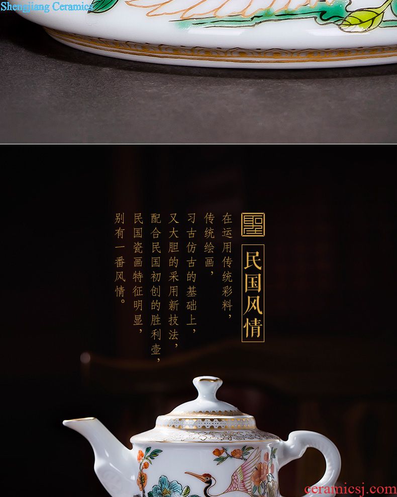The big ceramic curios Hand painted blue and white satisfied grain powder enamel to figure kung fu tea pot jingdezhen tea pot