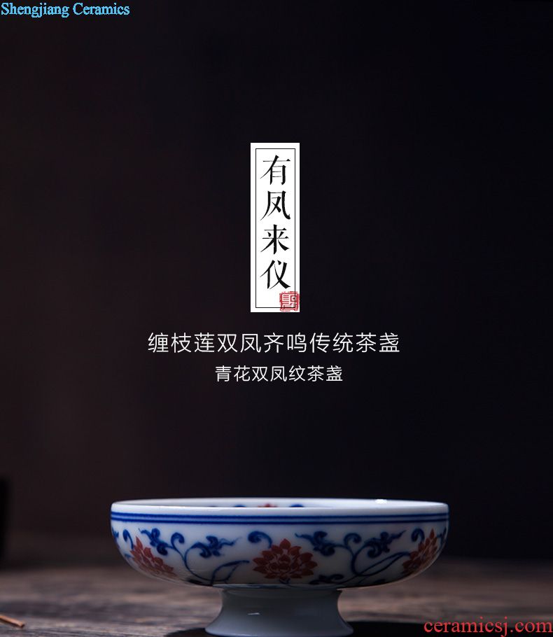 Jingdezhen blue and white sample tea cup hand-painted bei song poetry post oil, aromatic, round abdomen kung fu tea tea set collection level