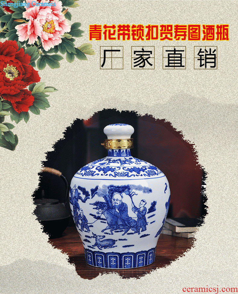 Jingdezhen jars 5 kg/10 jins/20 kg/30 jins to household possession of bottle wine bottle it wine