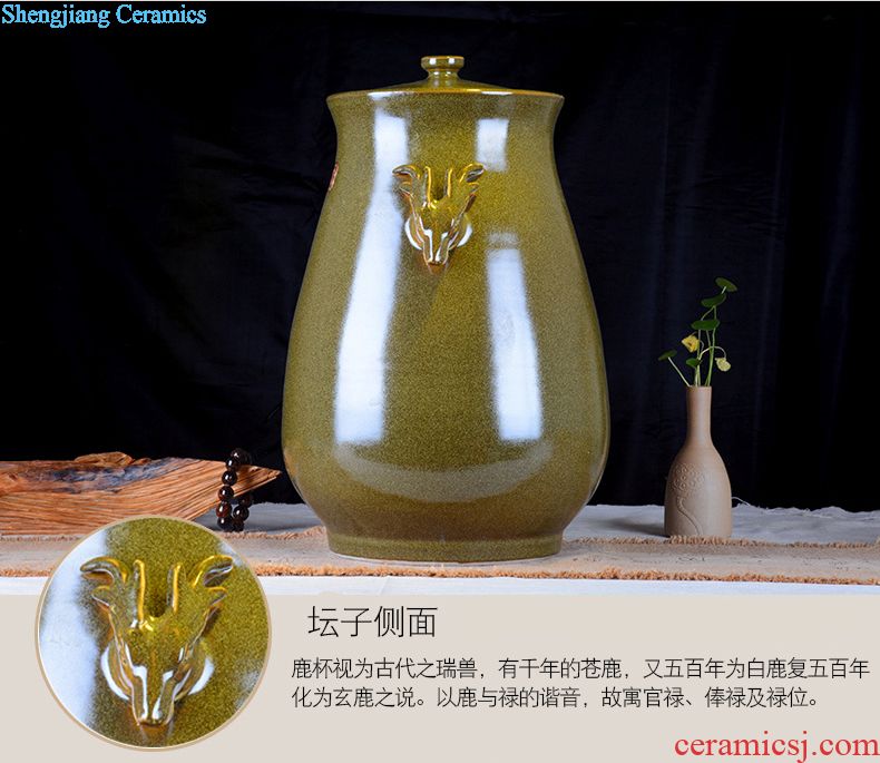 Jingdezhen ceramic art bottle hand-painted peacock blue and white porcelain is empty bottles 10 jins sealed bottle furnishing articles