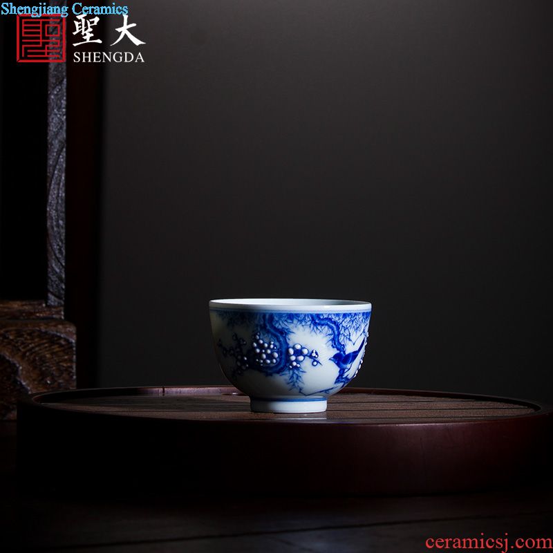 Blue and white pine crane live holy big office cup hand-painted ceramic with cover tea cup all hand jingdezhen tea cups