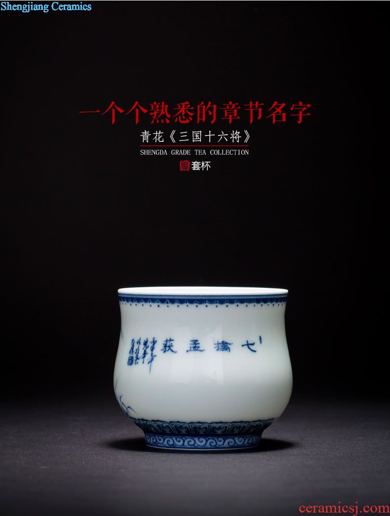 St the ceramic kung fu tea master cup gold base blue color ssangyong shou wen cup manual archaize of jingdezhen tea service