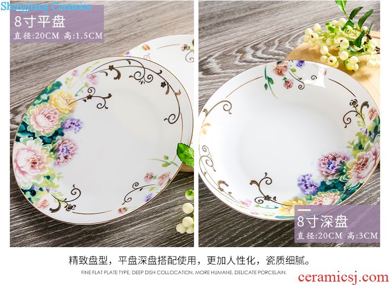 Dishes suit of jingdezhen ceramic tableware ikea Chinese style originality bone porcelain bowl of Korean tableware wedding housewarming gift