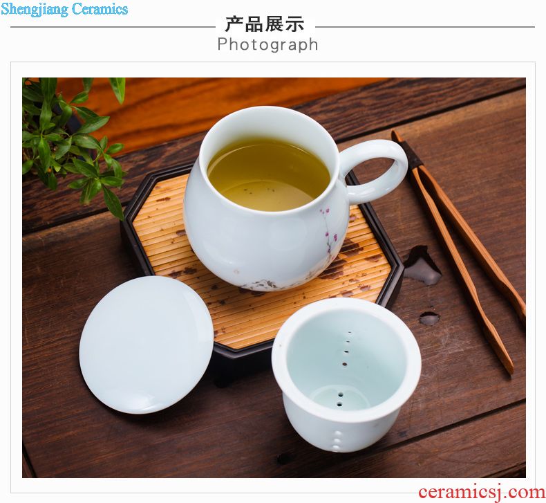 Jingdezhen ceramic cup with cover with a spoon cup office cup creative household bone porcelain cup tea cup in the meeting room