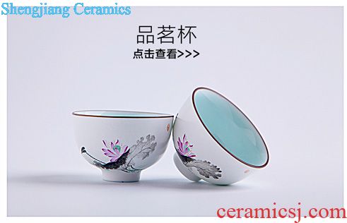 The big hand painted lotus kung fu jingdezhen ceramic sample tea cup tea cups manual single cup bowl with fine powder enamel